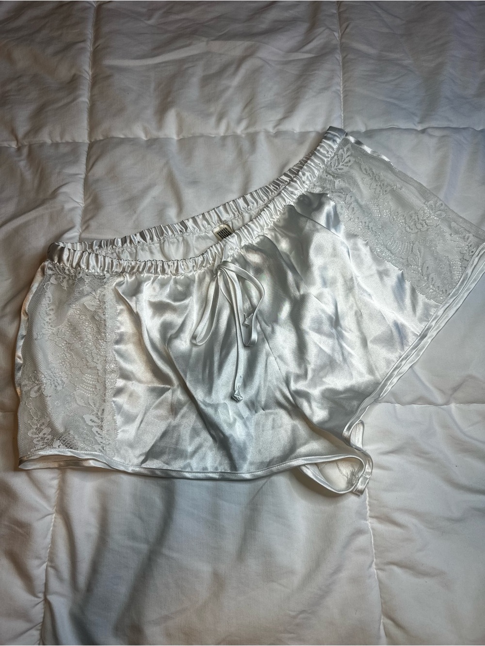 Silky White Lace-Trim Sleep Shorts